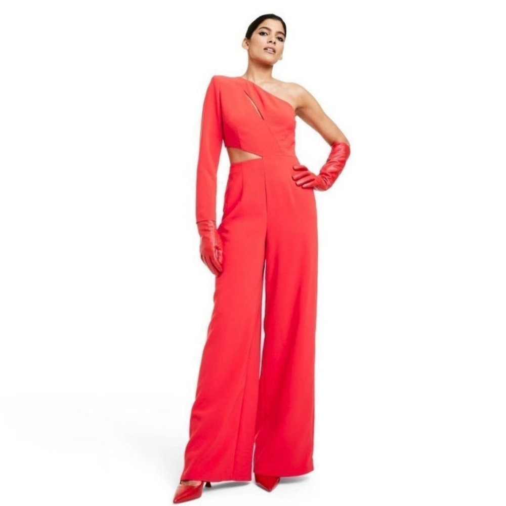 Sergio Hudson x Target red one shoulder cut out jumpsuit